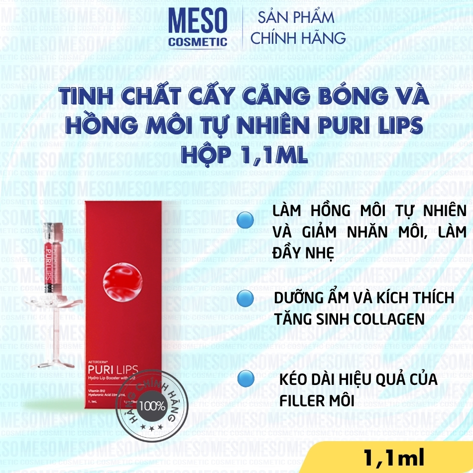 Tinh chất cấy căng bóng và hồng môi tự nhiên Puri Lips hộp 1,1ml